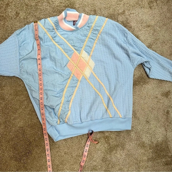Vintage 80s pastel windbreaker in pink and light blue size large - Picture 8 of 8